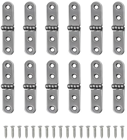 ONEBO Charniere 12 Pièces avec 48 Vis de Charnière – Charniere Porte, Charniere Porte Placard, pour Boîte en Bois, Boîte à Souvenirs, Boîte de Rangement, Coffre au Trésor, Armoires (Argent)