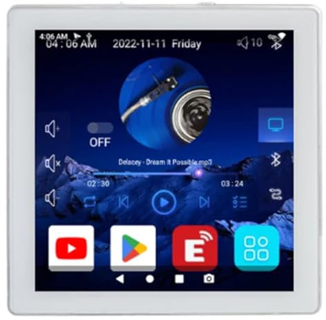 Jrifedptry Mini 8 Ohm Android 10.0 Sistema Smart WIFI Bluetooth 4X25W Stereo Home Theater Sfondo Musica Amplificatore Parete Bianco