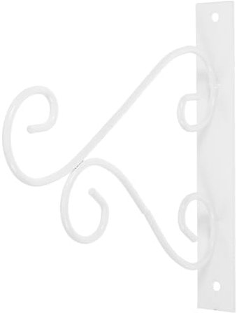YARNOW Wrought Iron Wall Hook for Candlestick and Flower Baskets Outdoor Vintage Hanger with Screws Small Size White Finish for Kitchen and Balcony Decor