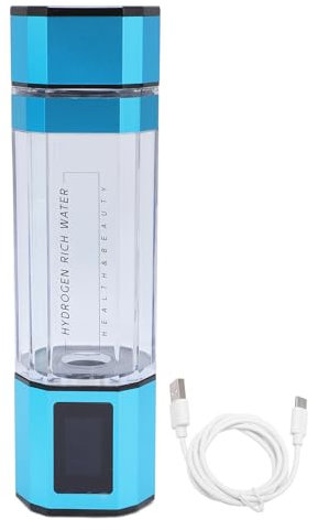 Botella de Agua Hidrógeno, 300 Ml 5000 Ppb Ionizador Portátil Generador Hidrógeno para Viajes Oficina Fitness Beber (BLUE)