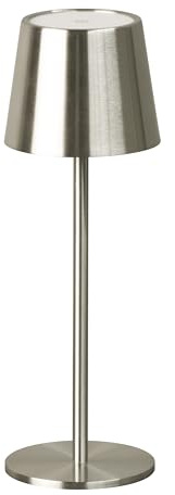 easy! BY FHL FH Lighting ROXI LED Akku Tischleuchte – Dimmbar, IP54 Outdoor & Indoor, USB-C Ladung, Mobile Design für Camping, Balkon, Terrasse, Garten, Indoor (Nickelfarben)