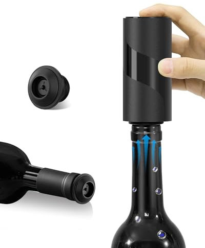 ZOYIDOUX Weinpumpe-Set - Ein-Knopf-Elektrischer wein Vakuumpumpe mit 1 Wiederverwendbar Stopper - batteriebetrieben (nicht enthalten) - Hält Wein 10 Tage Frisch - für Weinliebhaber