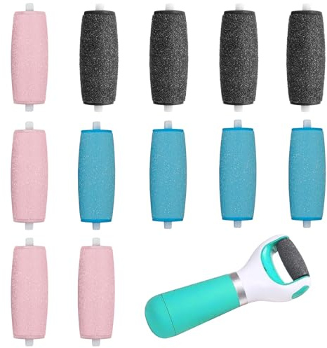 BOULESENM 12PCS Hornhautentferner Rollen, Ersatzrollen Kompatibel mit Scholl Velvet Smooth, 3 Arten von Rauheit Hornhautentferner Nachfüll-Rollen für Elektrische Fußfeile