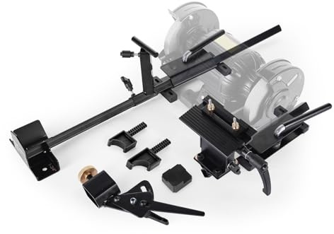 VEVOR Gabarit d'Affûtage Multi-meulage pour Meuleuse d'Établi 152 mm 203 mm, avec Plateforme, Glissière d'Onglet, Barre de Support Outils, Bloc de Réglage, pour Ciseaux et Outils de Tournage sur Bois