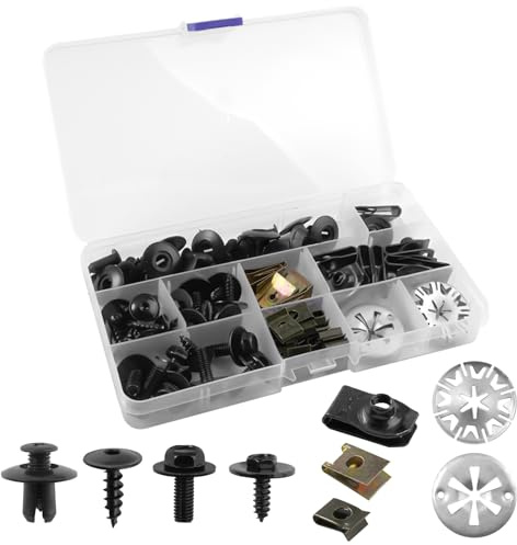 Universel Kit Vis de Carrosserie Voiture Set,U-Clip et de Vis Fixation | 80 Pièces Visserie Automobile,Boulon deFixation,Clips et écrous pour Cache Sous Moteur, Garde Boue Réparer Automobile