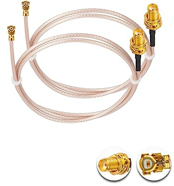 Vecys 2 Pezzi U.F.L1 a SMA Femmina Cavo Coassiale a Bassa Perdita 20 /50CM U.F.L1 RG178 Cavo Coassiale RF a Spirale per Router Wireless Mini PCIE Schede di Rete PCI Wi-Fi WAN Repeater