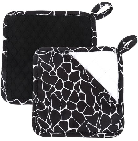 2 In 1 Pot Holder With Pocket,2 Pieces Pocket Pot Holder Set,Cotton Heat Resistant Potholder,For Kitchen Cooking And Baking(Black Lattice)