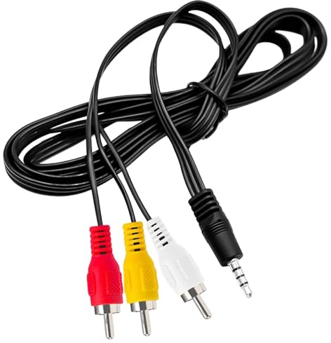 MejaRizon 3,5 mm auf RCA AV Camcorder Videokabel, 3,5 auf 3 Cinch-Kabel, Stereo-Audio-Video-AUX-Kabel für Audio und Video Smartphones, MP3-Player, Tablets, Lautsprecher, Heimkino, AUX-Kabel 1,5 m