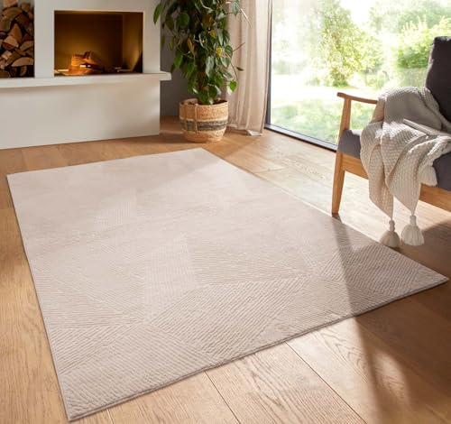 Taracarpet Kurzflor Boho Vintage Teppich waschbar, pflegeleicht geeignet für Wohnzimmer, Schlafzimmer und Kinderzimmer Kinderteppich auch als Badematte Badzimmerteppich Beige Fresco 160x230 cm