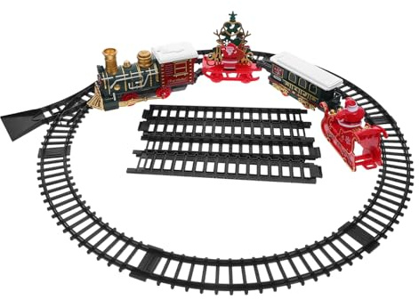 VICASKY Trenino Giocattolo di Natale Vintage con Luci e Suoni Locomotiva Elettrica di Treni per Ragazzo Ragazza per Decorazioni Natalizie Sotto Albero