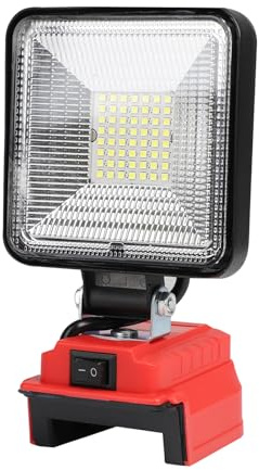Lampada da Lavoro batteria per Milwaukee 21V, 50 W, 4000 LM Portatile Faro Led Ricaricabile Faretto, Lampada LED, Lavoro Senza Fili con porta di tipo C e di ricarica USB (senza batteria)