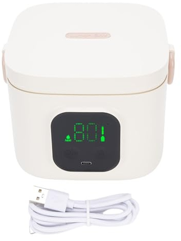 YDuupxe Lunch Box Elettrico Senza Fili, Scaldavivande Riscaldante in Acciaio Inossidabile da 25 W 500 ML con Alimentato a Batteria per Auto da Ufficio Scuola All'aperto Campeggio