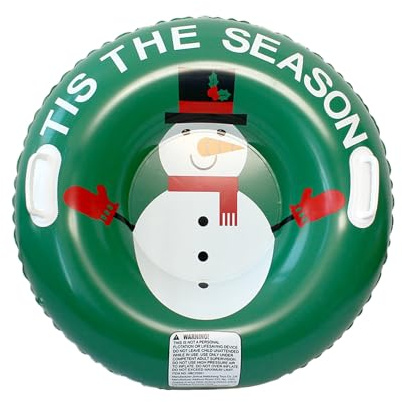 Luge gonflable pour adultes et enfants - 80 x 80 x 25 cm - Donut - Tube à neige - Avec poignées - Pour sports d'hiver et extérieur