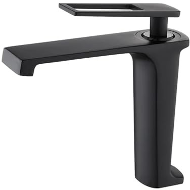 CYBSFKJ Grifos de baño de lavabo de un solo mango, diseño creativo, mezclador de cascada fría y caliente, accesorios de Metal for baño(Black)