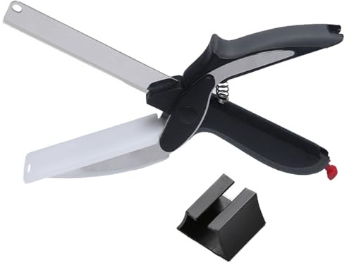 2-in-1 Knife and Cut Board Scissors, Sharp Multipurpose Stainless Steel Scissor with Built-in Cut Board, Vegetable Slicer Cutter for Cutting Meat Vegetable Fruit