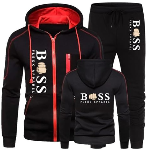 Survêtement Homme à Capuche Ensemble Jogging Homme 2 Pièces Sweat Zippé Hoodies et Pantalon Jogging Manches Longues Combinaison de Sport pour Gym Élégant pour Gym Running Loisirs