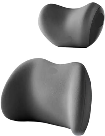 PAUWYEHC Car Sleeping Headrest Appuie-tête de Voiture, Soutien Lombaire, Coussin d'épaule, Dossier en Coton à mémoire Forme(Set Grey)