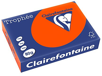 Clairefontaine 1873C - Ries Druckerpapier / Kopierpapier Trophee, intensive Farben, DIN A4, 80g, 500 Blatt, Ziegelrot, 1 Ries