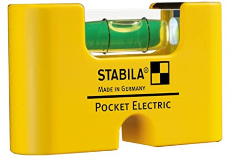 STABILA Mini-Wasserwaage Pocket Electric, 7 cm, starker Seltenerd-Magnet, 1 Horizontal-Libelle, Made in Germany, Gelb