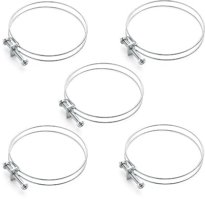 POWERTEC 70101 4 Inch Double Wire Hose Clamp with bolt, Adjustable Hose Clamps for Dust Collector, Dust Collection Hose and Dryer Vent Hose, Pipe Clamp, Worm Gear Clamp, 5 pack (Color May Vary)