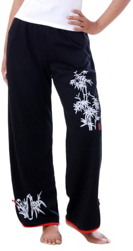 Damen Asia China Yoga,Tai Chi & Meditations Hose Baumwolle Schwarz S/M