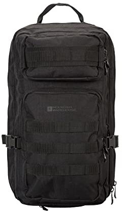 Mountain Warehouse Legion 35L Backpack - Rain Cover Hiking Rucksack, Whistle Camping Daypack Black