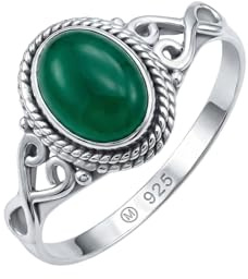 mantraroma Silberring Damen 925 Sterling Silber – ovaler Edelstein Ring, Vintage Statement Ring Schmuck, elegantes Geschenk für Frauen