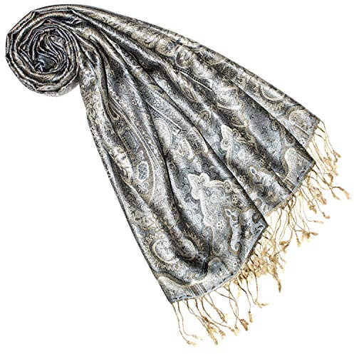 Lorenzo Cana Luxus pashmina halsduk omslutning jacquard vävd 100 % siden paisley mönster sidenhalsduk sidenhalsduk flerfärgad 70 x 190 cm