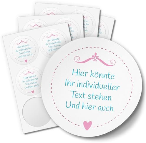 24 PERSONALISIERTE runde Etiketten mit Motiv: Rosa Herzchen Edel - Ihre Aufkleber online selbst gestaltet, ganz individuell