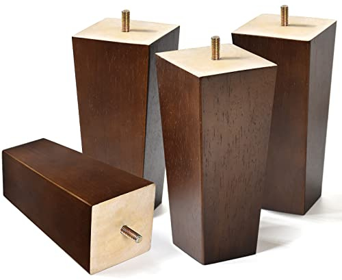 AORYVIC 15cm Sofa Legs Wood Furniture Legs Pack of 4 Pyramid Couch Legs Mid-Century Modern Brown Replacement Legs