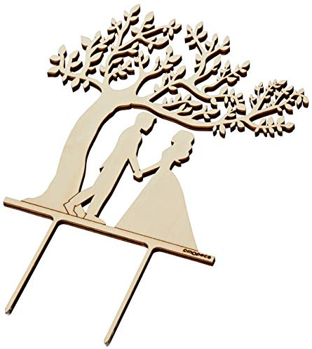 Cake topper madera novios Árbol de la Vida 17x18cm.