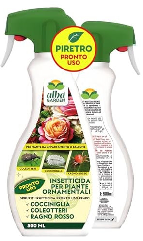 Albagarden Spruzit - PIRETRO Insetticida Piante Naturale - Contro Cocciniglia, Afidi, Ragnetto Rosso, Coleotteri, Popilia Japonica - Insetticida per Rose e Piante Ornamentali - Spray 500 ml