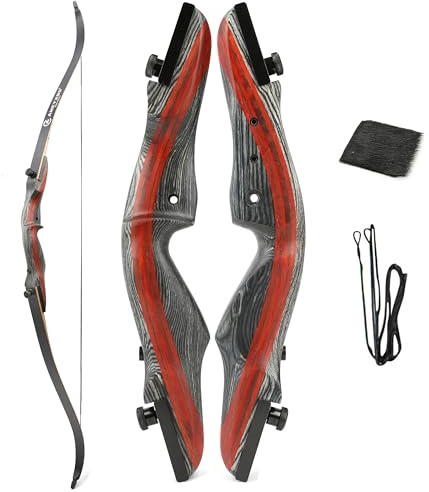 AMEYXGS Takedown Recurve Bogen und Pfeil Set 62 Zoll Bogenschießen Jagdbogen für Jugendliche und Erwachsene 20-50lbs Traditionell Holzbogen Longbogen mit (Nur der Bogen, 45 Lbs)
