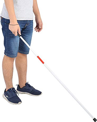 Vikbar promenadkäpp för blinda, aluminium vikbar blindstav med sprucket handtag och reflekterande film för blinda och synskadade 124 cm