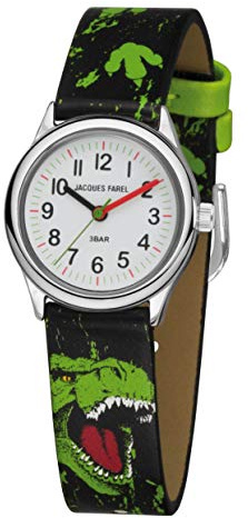 Jacques FAREL Jungenuhr Dinosaurier T-Rex schwarz grün Metall Jungen Quarz analog HCC 921
