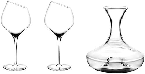 Habiba Weingläser Rotweingläser 2er Set mit Karaffen Handgefertigtes Weinglas Kristallglas Professionelle Weinprobe 580ML/19.6OZ Glaswaren Sauber
