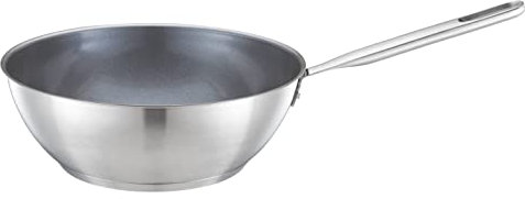 Fiskars Wokpfanne, Ø 28 cm / 4,5 L, Beschichtete Pfanne, Für alle Kochfelder geeignet, Recycelter Edelstahl, All Steel, Silber, 1064747