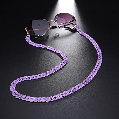 Brillenkette 74Cm Anti-Rutsch-Brillenkette Acryl Sonnenbrille Lanyard Lesebrille Kabelhalter Umhängeband Seil Für Frauen Lila