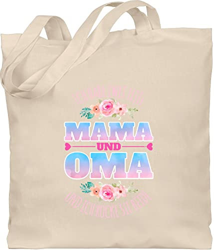 Baumwolltasche - Taschen - Ich habe zwei Titel Oma und Mama I Geschenk Oma Geschenkidee - Unisize - Naturweiß - tasche gross geschenke für omi weimachtsgeschenke mutter beutel gifts for grandmas