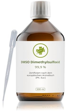 vitalundfitmit100 DMSO (Dimetylsulfoxid) 99,99% Ph. Eur. 500 ml Braunglas mit Pipette