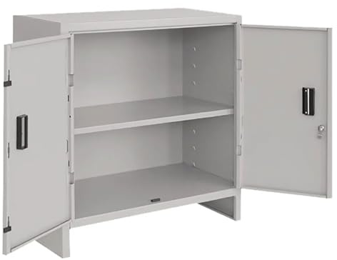 Mondo Viro Besenschrank aus Metallblech 2 Türen 2 Einlegeböden abschließbar (100 x 40 x 80 cm)