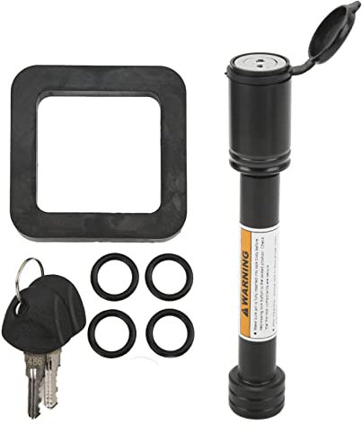 Hitch Pin Lock,Trailer Hitch Lock Pin Trailer Lock for Towing Receiver 5/8 Inch Trailer Receiver Pin Lock with 2 Inch Muffler Pad Tubular Keys O-Rings for Car and Truck