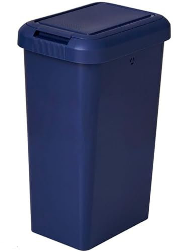 KetoPlastics Touch and Lift Rectangle Swing Kitchen Bin - 45L Waste Rubbish Recycle Bin - Navy Blue