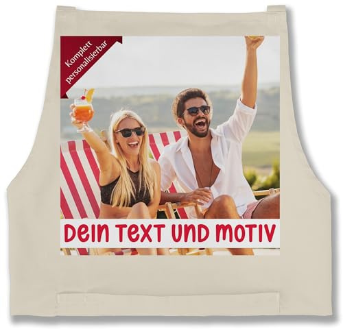 Geschenk mit Namen personalisiert by Shirtracer - Schürze - Bild Text Erwachsene - Eigenes Foto Geschenk I