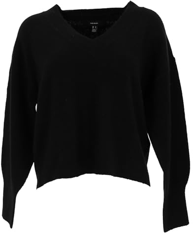 Vero Moda Vmjupiter Ls Pull en Tricot à col en V pour Femme, Noir, S