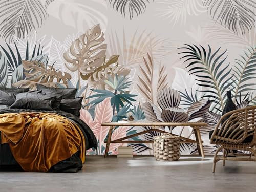 Naturempress Carta Da Parati Moderna Foglie Tropicali Colorate Fotomurali Moda Decorazione da Muro XXL Poster Gigante Design Carta per pareti