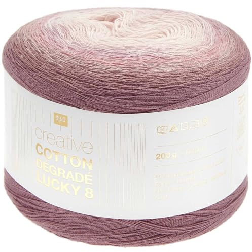 Rico Design Creative Cotton Dégradé Lucky 8, 200g 800m, #21 | Bobbel Farbverlaufsgarn, Farbverlaufswolle Baumwolle