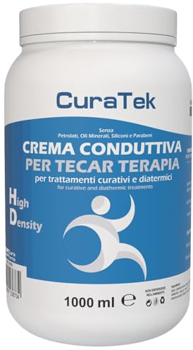 CURA FARMA CuraTek Alta Densità HD - Crema Conduttiva, 1L, Omogenea e Cremosa per Trattamento Capacitivo e Resistivo - Crema Diatermina per Radiofrequenza e con Macchina Diatermia