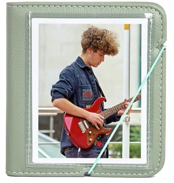 VOVMOEYA 28 Pocket Photo Album 3.5x4.5 Inch Camera Film Storage,For Polaroid Cameras,For Fujifilm Instax Wide 400/300/210 Slip In Photo Book Album Fastening Rope To Prevent Loss-Green