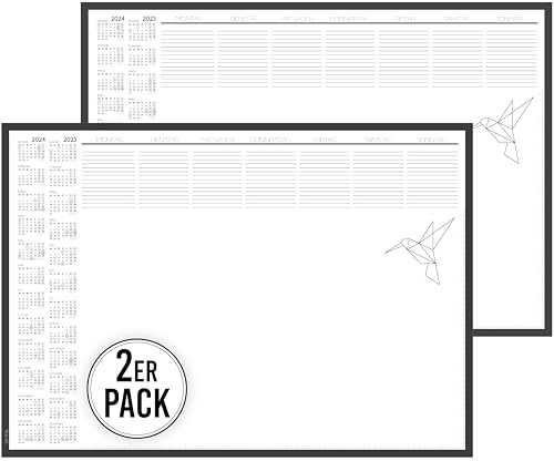 byNia® Schreibtischunterlage A3 - mit Kalender 2025, Schreibunterlage & Schreibtischunterlage Block (Doppelpack)
